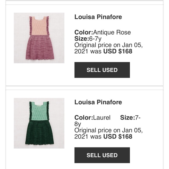 NWT Misha and Puff Louisa pinafore dress size 6-7y antique rose